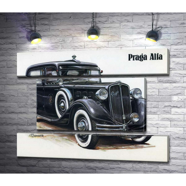 Ретро-автомобиль Praga Alfa цвета черного оникса