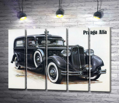 Модульна картина "Ретро-автомобіль Praga Alfa кольору чорного оніксу"