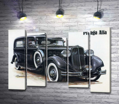 Модульна картина "Ретро-автомобіль Praga Alfa кольору чорного оніксу"