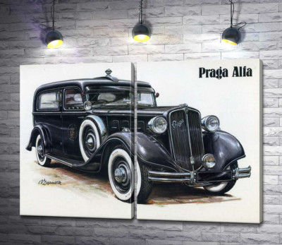 Модульна картина "Ретро-автомобіль Praga Alfa кольору чорного оніксу"