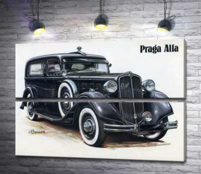Модульна картина "Ретро-автомобіль Praga Alfa кольору чорного оніксу"