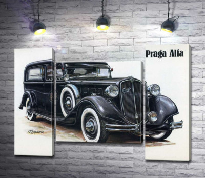 Модульна картина "Ретро-автомобіль Praga Alfa кольору чорного оніксу"