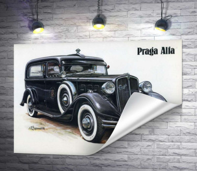 Ретро-автомобиль Praga Alfa цвета черного оникса