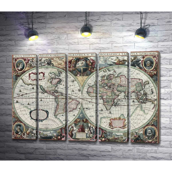 Карта світу 1630 року, авторства Гендріка Гондіуса (Hendrik Hondius) 