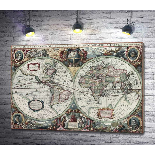 Карта світу 1630 року, авторства Гендріка Гондіуса (Hendrik Hondius) 