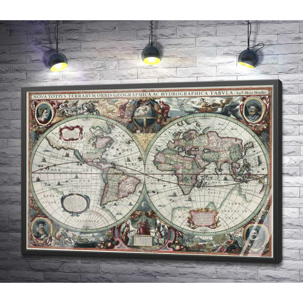Карта мира 1630 года, авторства Гендрика Гондиуса (Hendrik Hondius)