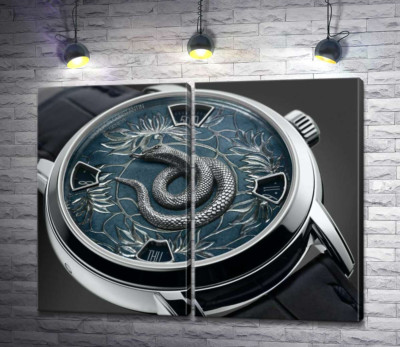 Модульная картина "Зодиакальная змея на часах швейцарского бренда Vacheron Constantin"