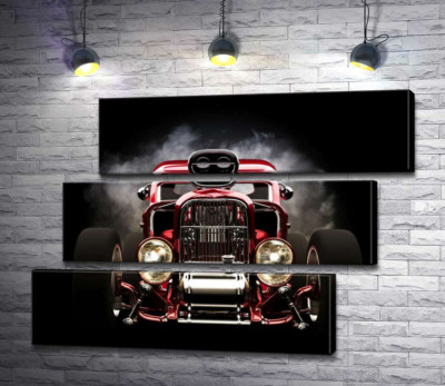 Модульна картина "Багряний бампер автомобіля Хот-род (Hot rod)"