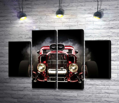 Модульна картина "Багряний бампер автомобіля Хот-род (Hot rod)"