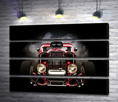 Модульная картина "Багровый бампер автомобиля Хот-род (Hot rod)"
