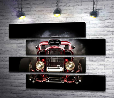 Модульная картина "Багровый бампер автомобиля Хот-род (Hot rod)"