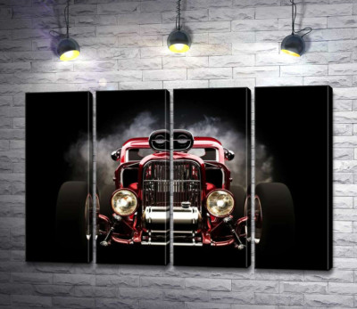 Модульная картина "Багровый бампер автомобиля Хот-род (Hot rod)"