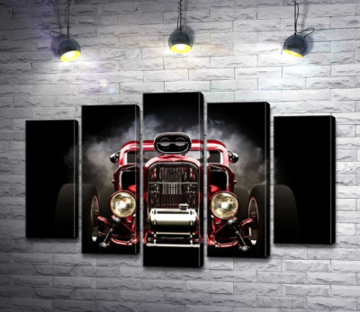 Модульна картина "Багряний бампер автомобіля Хот-род (Hot rod)"