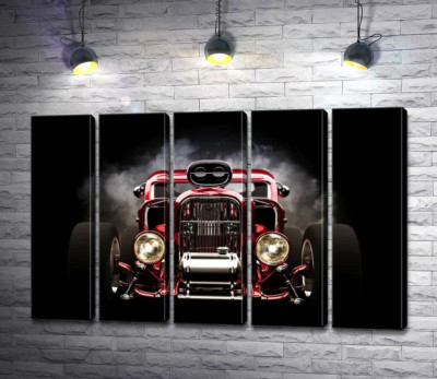 Модульна картина "Багряний бампер автомобіля Хот-род (Hot rod)"