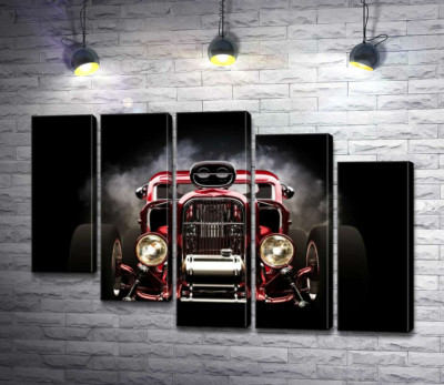 Модульна картина "Багряний бампер автомобіля Хот-род (Hot rod)"