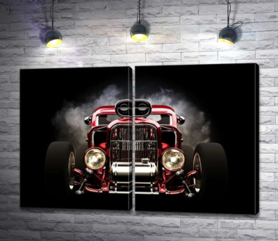 Модульная картина "Багровый бампер автомобиля Хот-род (Hot rod)"
