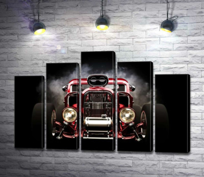 Модульная картина "Багровый бампер автомобиля Хот-род (Hot rod)"