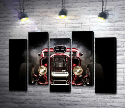 Модульна картина "Багряний бампер автомобіля Хот-род (Hot rod)"