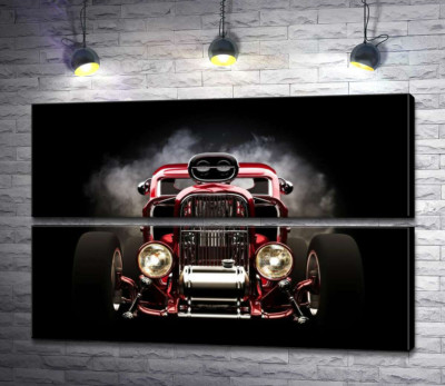 Модульная картина "Багровый бампер автомобиля Хот-род (Hot rod)"