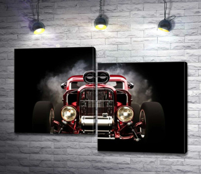 Модульная картина "Багровый бампер автомобиля Хот-род (Hot rod)"