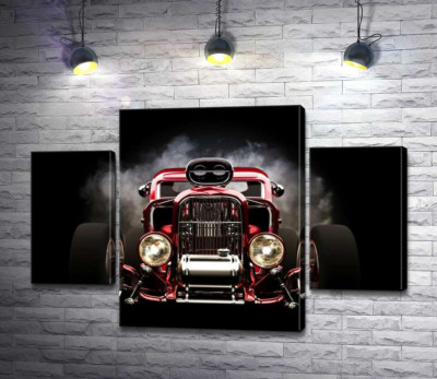Модульна картина "Багряний бампер автомобіля Хот-род (Hot rod)"