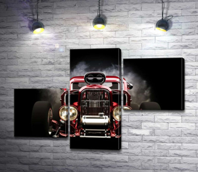 Модульна картина "Багряний бампер автомобіля Хот-род (Hot rod)"