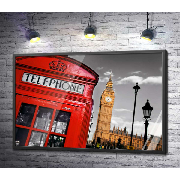 Символы Лондона: красная телефонная будка и часовая башня Биг Бен (Big Ben)