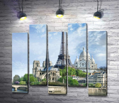 Архітектурні твори Парижа: Ейфелева вежа (Eiffel tower), Нотр-Дам-де-Парі (Notre Dame de Paris), базиліка Сакре-Кер (Basilique du Sacre Cœur)