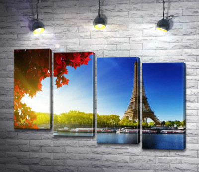 Эйфелева башня (Eiffel tower) возвышается за Сеной