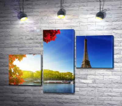 Эйфелева башня (Eiffel tower) возвышается за Сеной