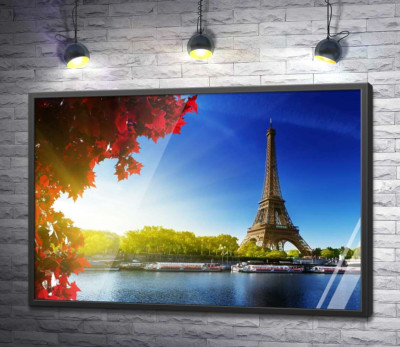 Постер "Эйфелева башня (Eiffel tower) возвышается за Сеной"