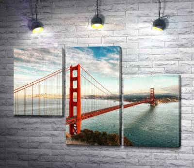 Модульна картина "Шлях до океану: вид з берега на міст "Золота Брама (Golden Gate Bridge)"