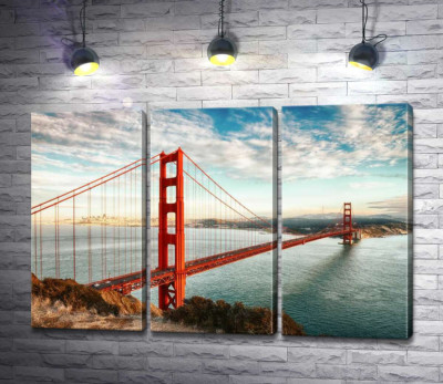 Модульна картина "Шлях до океану: вид з берега на міст "Золота Брама (Golden Gate Bridge)"