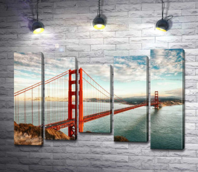 Модульна картина "Шлях до океану: вид з берега на міст "Золота Брама (Golden Gate Bridge)"