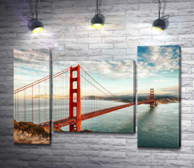 Модульна картина "Шлях до океану: вид з берега на міст "Золота Брама (Golden Gate Bridge)"