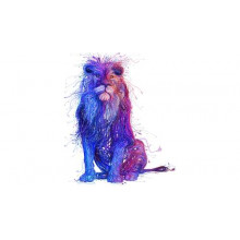 Фиолетово-синий силуэт льва из электрических проводов
