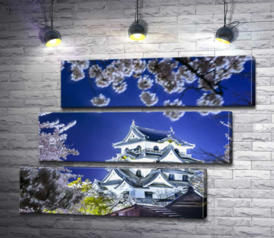 Модульная картина "Средневековый японский замок Хикона (Hikone Castle) весной"