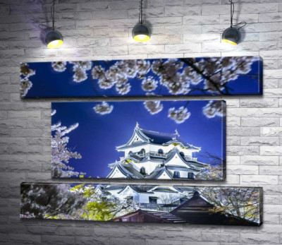 Модульна картина "Середньовічний японський замок Хіконе (Hikone Castle) навесні"
