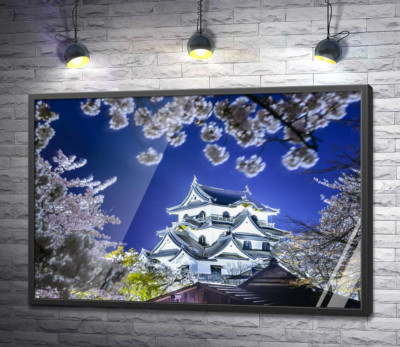 Постер "Средневековый японский замок Хикона (Hikone Castle) весной"