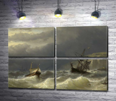 Модульна картина "Шторм у Дуврській протоці (Storm in the Strait of Dover) - Луї Мейер (Louis Meijer)"