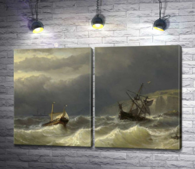 Модульная картина "Шторм в Дуврском проливе (Storm in the Strait of Dover) – Луи Мейер (Louis Meijer)"
