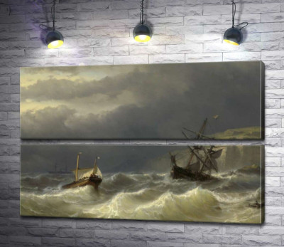 Модульная картина "Шторм в Дуврском проливе (Storm in the Strait of Dover) – Луи Мейер (Louis Meijer)"