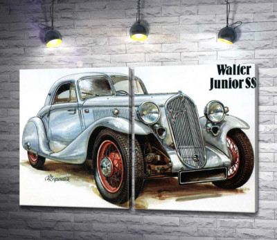 Модульная картина "Звезда 30-х годов автомобиль Walter Junior SS"