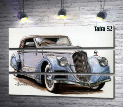 Модульная картина "Небесно-голубой автомобиль Tatra 52"