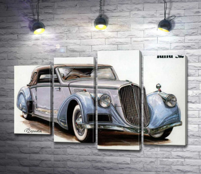 Модульная картина "Небесно-голубой автомобиль Tatra 52"