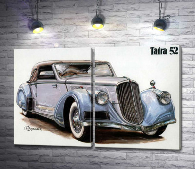 Модульная картина "Небесно-голубой автомобиль Tatra 52"