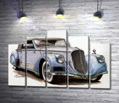 Модульна картина "Небесно-блакитний автомобіль Tatra 52"