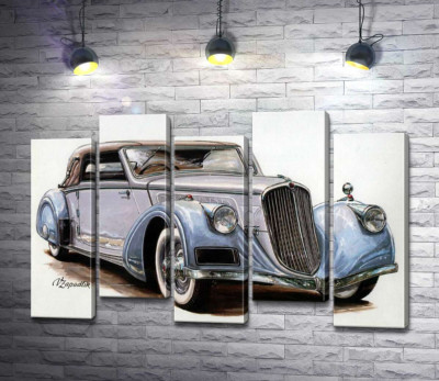 Модульная картина "Небесно-голубой автомобиль Tatra 52"