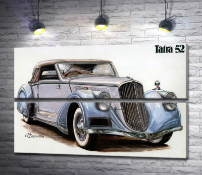 Модульная картина "Небесно-голубой автомобиль Tatra 52"