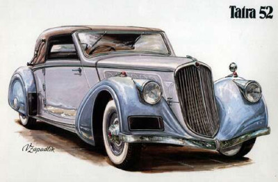 Небесно-голубой автомобиль Tatra 52